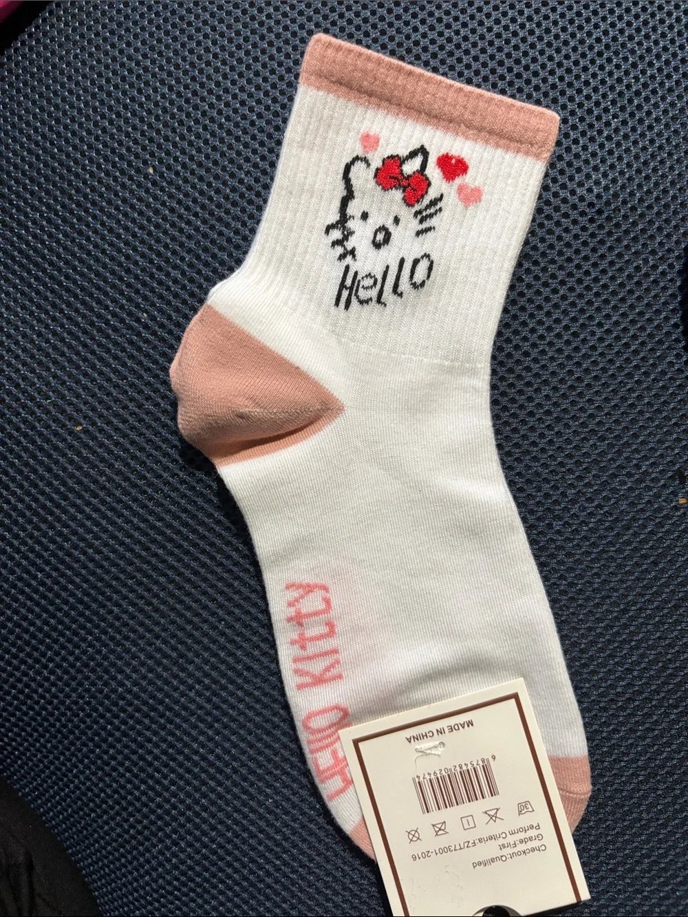 Hello Kitty White Socks with Pink Accents and Red Bow